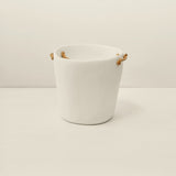 Medium White Resin Champagne Bucket with Leather Handles