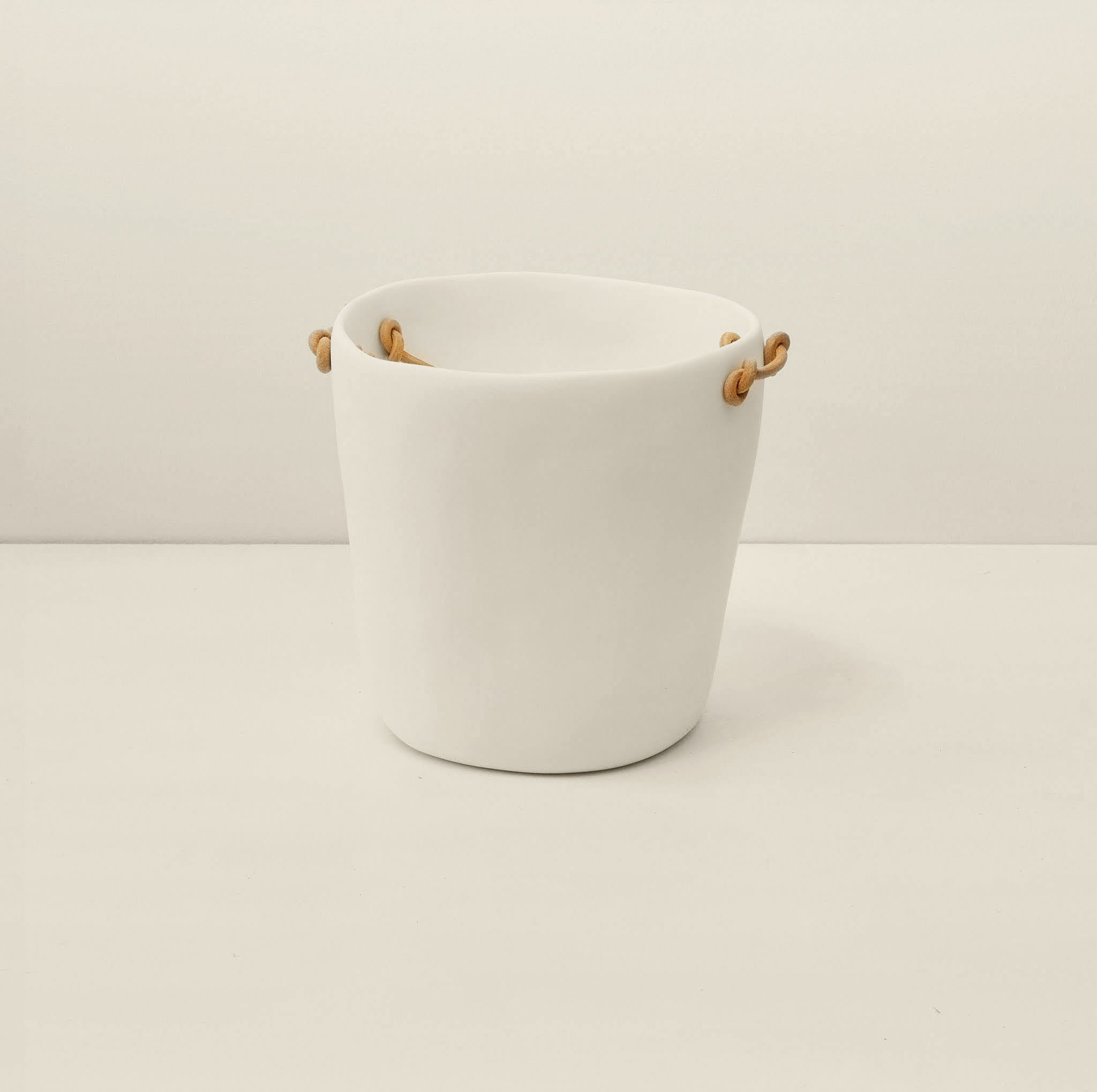 Medium White Resin Champagne Bucket with Leather Handles
