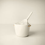 White Resin Ice Bucket with Leather Handles