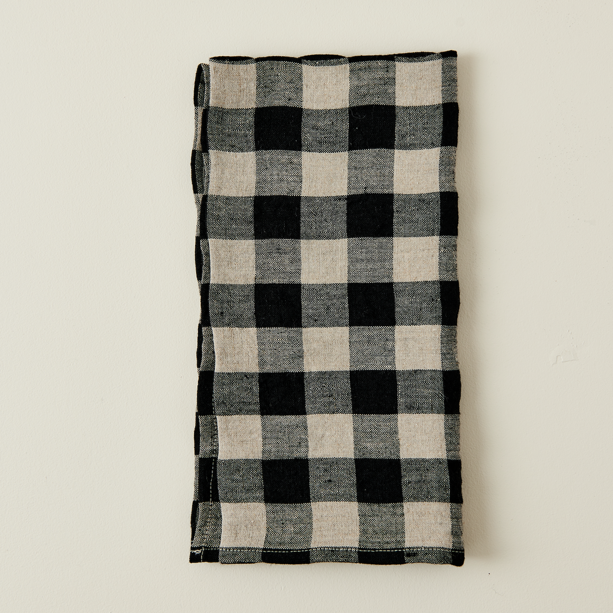 Tuile Check Linen Napkin, Black/Taupe