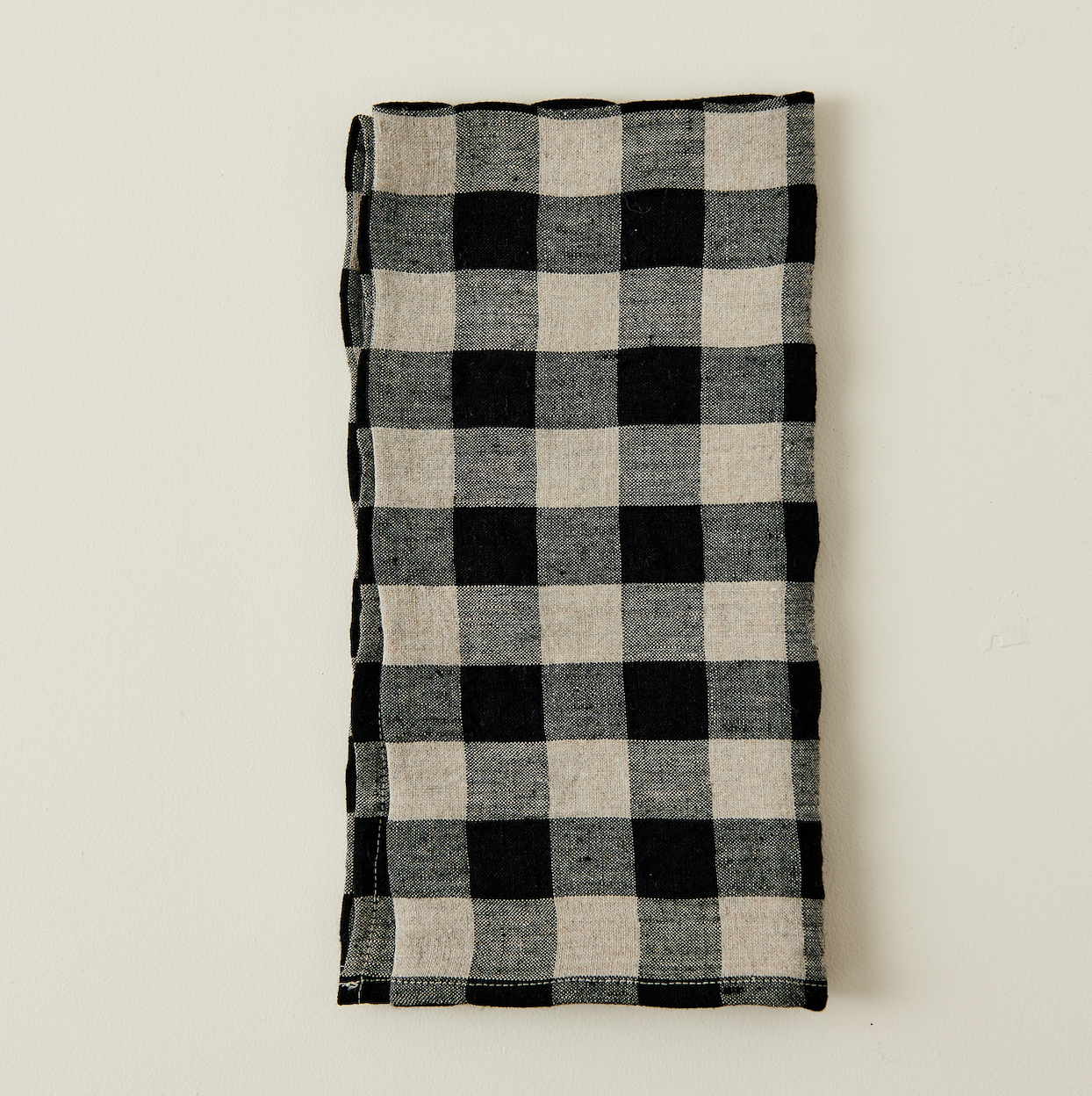 Tuile Check Linen Napkin, Black/Taupe