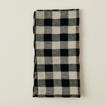 Tuile Check Linen Napkin, Black/Taupe