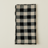 Tuile Check Linen Napkin, Black/Taupe