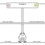 Children's coloring page with a frog character and text boxes for coloring.