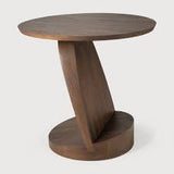 Oblic Side Table, Teak Brown