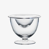 Clear glass bowl on a white background