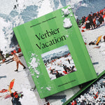 Jigsaw puzzle book titled 'Verbier Vacation' on a partially completed puzzle with snowy scene.