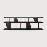 Geometric Sofa Console, Teak Dark Brown