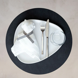 Nupo Round Recycled Leather Placemat, Black