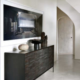 FLOOR SAMPLE - Grooves Teak 3-Door Sideboard