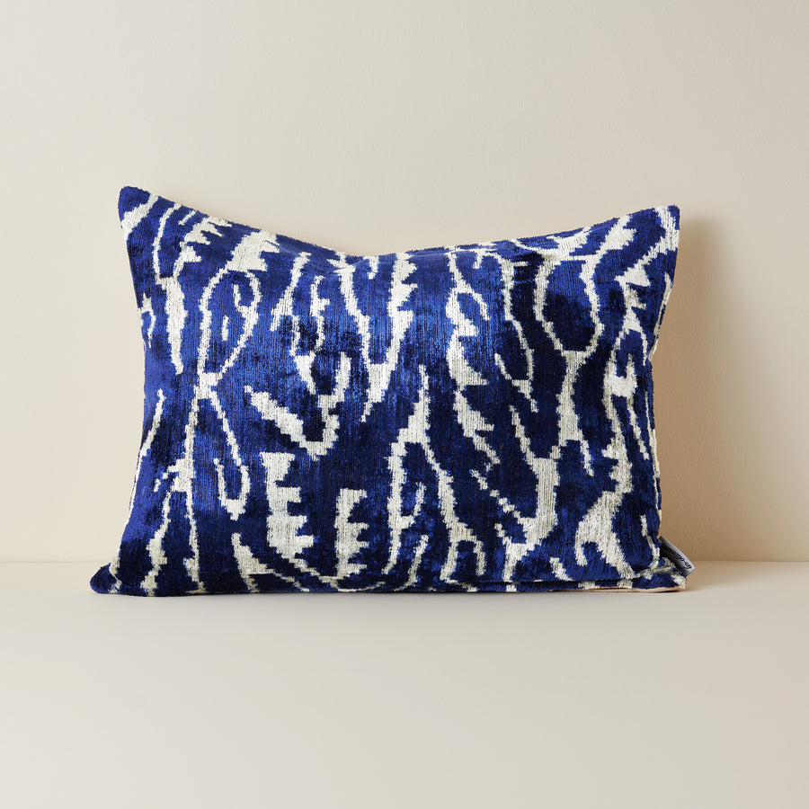 Silk Velvet Decorative Pillow, Blue