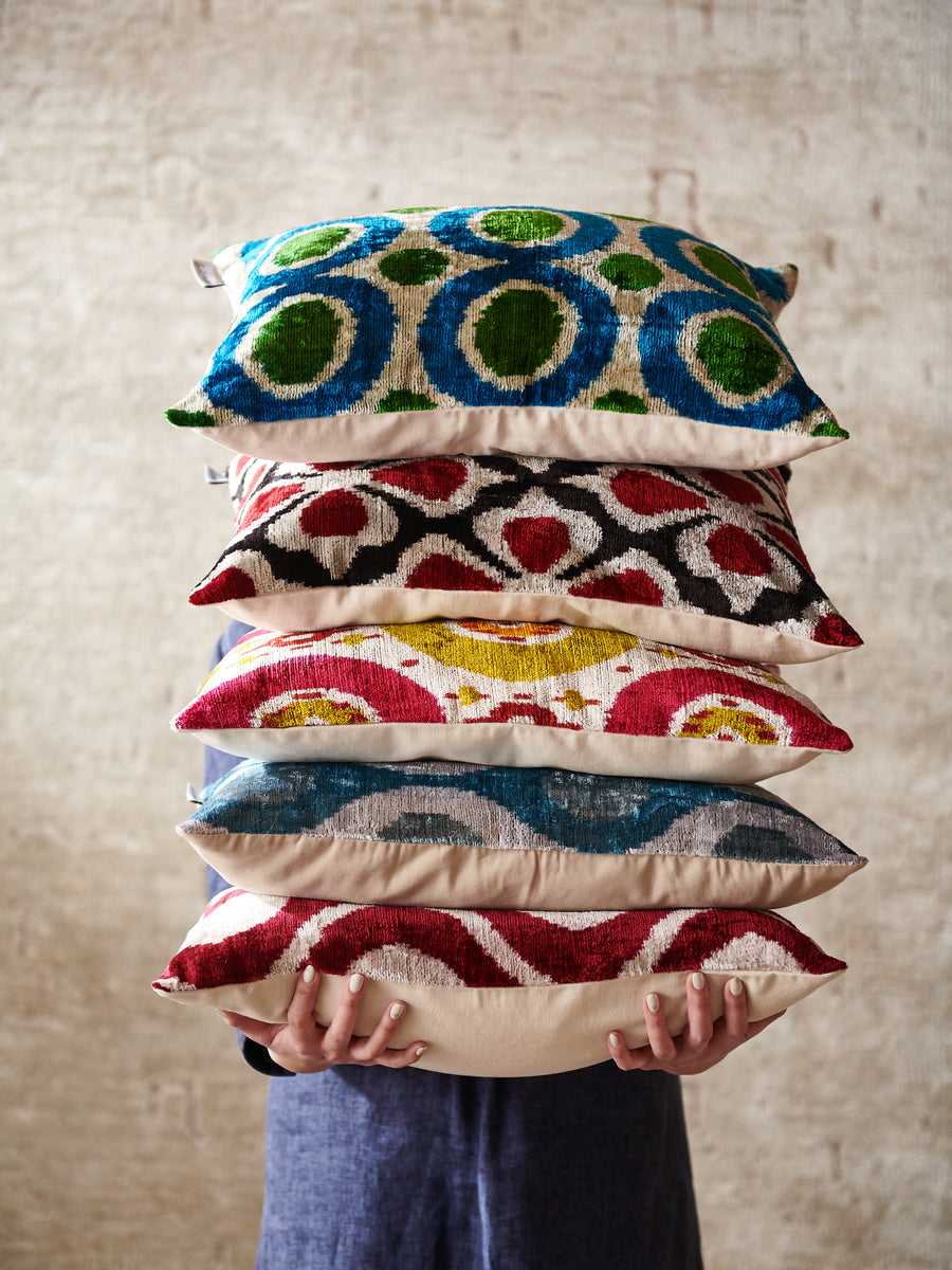 Silk Velvet Decorative Pillow, Blue